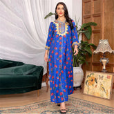 Moroccan Muslim Abaya Floral Print Women Long Maxi Dress Turkey Arab Dubai Eid Party Femme Ramadan Kaftan Jalabiya Vestidos Gown